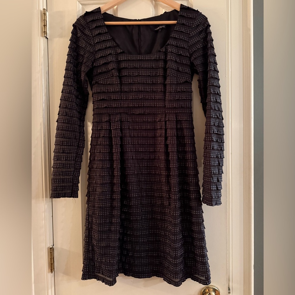 Nanette Lepore Black Textured Long Sleeve Dress